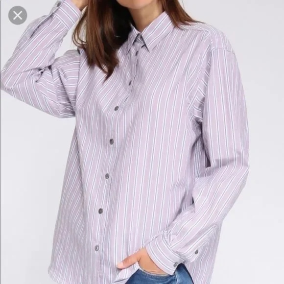 CLOSED Aloise 100% Cotton Button Up Shirt in Lilac Haze Stripe Size XS - Picture 1 of 7